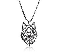 Collar Lobo Collares Colgantes Animales Salvajes Naturaleza Vida Silvestre Colgantes Acero Inoxidable Joyería Regalos para Hombres Mujeres (5-b)