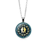 Collar Luminoso Con Constelación De Los 12 Signos Del Zodíaco Para Hombre Y Mujer Colgante Redondo Brillante Cadena Para Suéter Collares De Astrología Y Horóscopo Regalos Para Parejas Unisex Géminis
