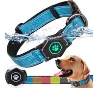 Collar Luminoso para Perro Airtag, Collar de Perro Duradero con Funda Impermeable para Apple Air Tag, Ajustable, Suave y Reflectante, Collares de Perro con Seguimiento GPS para Perros medianos y