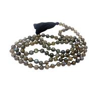 Collar Mala 108 de labradorita natural AAA | Labradorita Mala| Collar Mala con 108 cuentas de oración | Pulsera Mala anudada a mano | Japa Mala| Cuentas redondas de 8 mm | borla de meditación