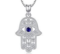 Collar Mano de Fatima para Mujer, Colgante Mano de Fátima Plata de Ley 925, Collar Mano Hamsa Plata, Mano de Fatima Joyería Regalos para Mujeres Niñas Mamá