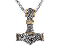 Collar Martillo Thor, Colgante Martillo Thor, Collar Vikingo de Acero Inoxidable, Joyería de Vikingo Nórdico para Hombre, Con Caja De Regalo