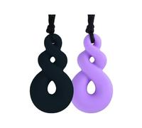 Collar masticable de silicona, paquete de 2 juguetes sensoriales para masticar para niños con dentición, TDAH, autismo, necesidades de mordedura, colgante masticable de motor oral para niños y niñas