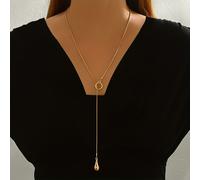 Collar minimalista de Y para mujer con colgante geométrico de de moda, cadena de metal redonda de serpiente y ajustable, como accesorio versátil para salidas