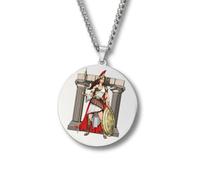 Collar Mitología Griega - Colgante Redondo Grabado a Color en Acero Inoxidable • Dioses y Diosas de Grecia y Roma (Apolo, Artemisa, Poseidón, Ares, Zeus…) • Amuleto de Protección (Atenea • Plata)