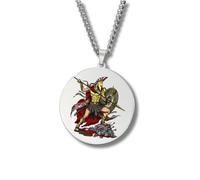 Collar Mitología Griega - Colgante Redondo Grabado a Color en Acero Inoxidable • Dioses y Diosas de Grecia y Roma (Apolo, Artemisa, Poseidón, Ares, Zeus…) • Amuleto de Protección (Ares • Plata)