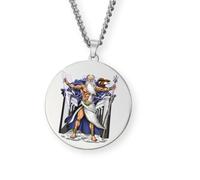 Collar Mitología Griega - Colgante Redondo Grabado a Color en Acero Inoxidable • Dioses y Diosas de Grecia y Roma (Apolo, Artemisa, Poseidón, Ares, Zeus…) • Amuleto de Protección (Zeus • Plata)