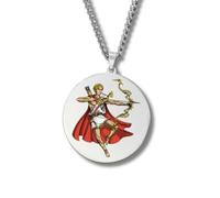 Collar Mitología Griega - Colgante Redondo Grabado a Color en Acero Inoxidable • Dioses y Diosas de Grecia y Roma (Apolo, Artemisa, Poseidón, Ares, Zeus…) • Amuleto de Protección (Apolo • Plata)