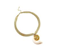 Collar moderno con dije de hoja y sol, cadena de acero inoxidable, diseño de malla suave, accesorio versátil para mujer, moderno inspirado en la playa, talla única, como se describe, como se describe