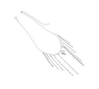 Collar moderno en forma de luna con borlas colgantes y detalle de corazón de amor, cuentas resistentes y aleación artesanal, accesorio romántico de uso diario, talla única, como se describe, como se