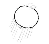 Collar moderno en forma de luna con borlas colgantes y detalle de corazón de amor, cuentas resistentes y aleación artesanal, accesorio romántico de uso diario, talla única, como se describe, como se