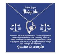 Collar Mujer Abogada Idea regalo para ella Derecho Acabado en Plata u Oro, Ideas Regalo Colgante en forma de Corazón para Abogada mujer profesional - Estuche con DEDICATORIA incluida (Collar Abogada)