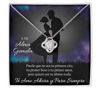 Collar Mujer Alma Gemela Regalo para ella Acabado en Plata u Oro Joya Aniversario Boda San Valentín Navidad Esposa o Novia - Estuche con DEDICATORIA incluida (Collar Alma Gemela)