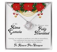 Collar Mujer Alma Gemela Regalo para ella Acabado en Plata u Oro Joya Aniversario Boda San Valentín Navidad Esposa o Novia - Estuche con DEDICATORIA incluida (Collar Alma Gemela 3)