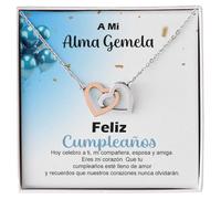 Collar Mujer Alma Gemela Regalo para ella Acabado en Plata u Oro Joya Aniversario Boda San Valentín Navidad Esposa o Novia - Estuche con DEDICATORIA incluida (Collar Alma Gemela 1)