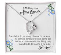 Collar Mujer Alma Gemela Regalo para ella Acabado en Plata u Oro Joya Aniversario Boda San Valentín Navidad Esposa o Novia - Estuche con DEDICATORIA incluida (Collar Alma Gemela 2)