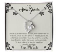 Collar Mujer Alma Gemela Regalo para ella Acabado en Plata u Oro Joya Aniversario Boda San Valentín Navidad Esposa o Novia - Estuche con DEDICATORIA incluida (Collar Alma Gemela 5)