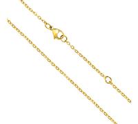 Collar Mujer Dorado - Cadena 50cm y 60cm de Oro Fino y Plata de Ley con Baño de Oro y Acero Inoxidable - Largo para Señora y Muchacha