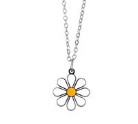 Collar Mujer Margarita, Collar Flor Margarita Lindo Collar de Margaritas Collar de Girasol Joyería de Flores Regalo de Alegría para Ella Cumpleaños día de San Valentín (Plata)