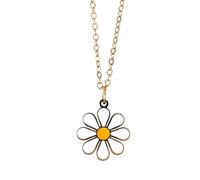 Collar Mujer Margarita, Collar Flor Margarita Lindo Collar de Margaritas Collar de Girasol Joyería de Flores Regalo de Alegría para Ella Cumpleaños día de San Valentín (Oro)