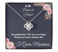 Collar Mujer Para mi Dama de Honor Te Quiero con Todo mi Corazón Acabado en Plata u Oro, Ideas de Regalo para Ella Cumpleaños, Navidad - Caja con DEDICATORIA incluida (dama de honor)