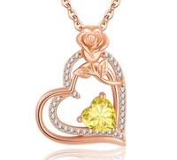 Collar Mujer Plata de ley 934 Collar de Oro Rosa Corazon Floral Noviembre Birthstone Colgante Joyas de Mujers Regalos Originales para Mujer Regalos Dia de la Madre Cumpleaños para Madres Abuela Amig