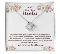 Collar Mujer sobrina De la Abuela Abuelo Tío o Tía Idea de Regalo para Ella Acabado en Plata u Oro Joya para Cumpleaños o Navidad - Caja con DEDICATORIA incluida (querida nieta)
