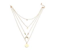 Collar multicapa estilo simple Collar colgante luna Collar colgante redondo Creativa y útilInteligencia práctica.