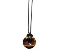 Collar multiusos hecho a mano con piedra de aventurina con cordón de cuero resistente, accesorio para uso diario, Tiger stone 30MM, Cuerda de cuero de piedra natural