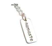 Collar Namaste en plata de ley 925. Joyería inspiradora. Cita inspiradora y lema de afirmación. Colgante pequeño con una palabra sencilla. Dije de yoga zen | Con cadena de 45 cm | Chapado en plata