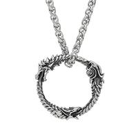 Collar Nórdico Ouroboros -Collar de Amuleto con Colgante de Dragón Vikingo de Acero Inoxidable para Hombre -Nordic Celtic Wolf Raven Circle Joyería Gótica Vintage