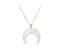 Collar Nudo de Bruja Acero Inoxidable colgantes amuletos Celta trisquel Sello del arcángel. Talismán protección, Geometría sagrada, Metatrón tetragrámaton Triqueta (Luna Invertida Nacar Plateada)