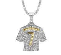 Collar número 7 - Colgante de jersey de diamante - Joya Hip Hop moderna y versátil - Regalo de cumpleaños para niño - 5,7 x 4,5 cm - Acero Titanio, 5,7*4,5cm, Acero Titanio