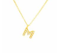 Collar Oro 18k Inicial Nombre M Circonita - Estuche Regalo - Certificado de Garantía - Estuche Regalo - Certificado de Garantía - Mondepetit