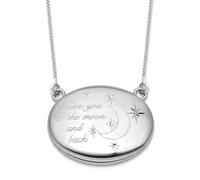 Collar ovalado chapado en rodio de 20 mm, con texto en inglés "Love You To The Celestial Moon". Medallón con extensión de 5 centímetros, regalo de joyería para mamá, talla única, Metal metal Rodio, No