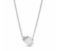 Pandora Collar Rosa Blanca Floreciendo con Circonitas Cúbicas en Blanco | 45 cm