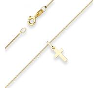 Collar Panzer Cadena De Oro Cruz Collar De 375 Oro Amarillo 42cm