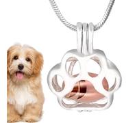 Collar para cenizas - Colgante de huella de huella de perro, joyería de recuerdo, elegante colgante de acero duradero, collar de cremación para los amantes de perros y gatos