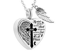 Collar para cenizas de cremación - No más a mi lado para siempre en mi corazón urna colgante collar para cenizas abuela abuela mamá papá hermana, metal, Sin gemas