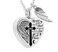 Collar para cenizas de cremación - No más a mi lado para siempre en mi corazón urna colgante collar para cenizas abuela abuela mamá papá hermana, metal, Sin gemas