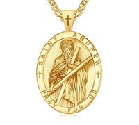 Collar para el día del padre, medalla de santo, collar de oro para hombre, colgante de oro de 14 quilates, collar de protección de ángel de la guarda religioso, resistente al agua y no destiñe
