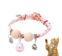 Collar para gatito | Collar de gatito con perlas de cedro y campanilla, decoración suave ajustable para todos los tamaños salida educación