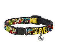 Collar para Gato de Marvel Retro Comic Panels Negro Amarillo 8 a 12 Pulgadas 0.5 Pulgadas de Ancho