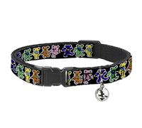 Collar para Gato, diseño de Ositos Bailarines, Multicolor, 8 a 12 Pulgadas, 0.5 Pulgadas de Ancho