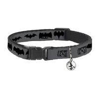 Collar para Gato, Logo de murciélago de separación, transiciones, Gris y Negro, 8 a 12 Pulgadas, 0.5 Pulgadas de Ancho