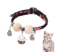 Collar para gato pequeño - Collar con perlas de cedro para gatos jóvenes - Decorativo para animales con hebilla ajustable para caminar interior al aire libre tamaño pequeño mediano grande