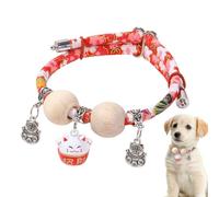 Collar para gato pequeño - Collar para gatito con perlas de cedro y campanilla, decoración flexible ajustable para todos los tamaños, salida de educación