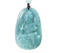 Collar para hombre, colgante de bodhisattva puxian de jade natural azul bendice dragón para hombre