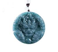 Collar para hombre, colgante de dragón de agua azul esmeralda natural, montañas, aguas, dragón tallado, joyería de jadeíta, amuleto de moda, regalos