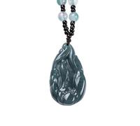 Collar para hombre, colgante de jade azul esmeralda natural, despertar a la verdad, amuletos de jadeíta, joyería de moda, regalo para hombres y mujeres